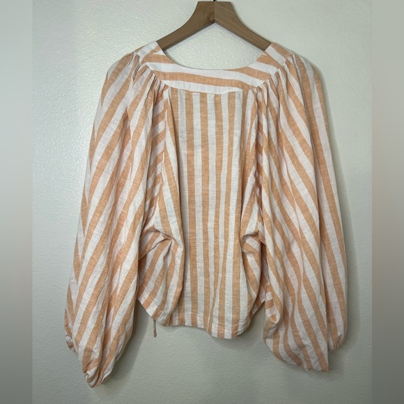 Anthropologie Linen Dolman Lace-Up Blouse Medium - Picture 4 of 8